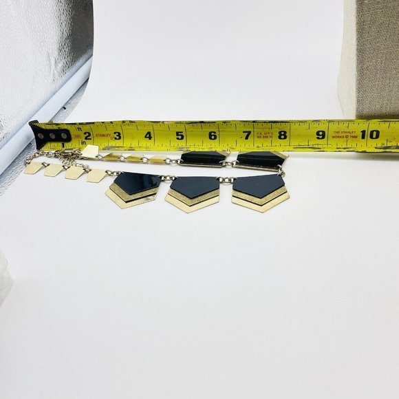 Express Signed Triple Layer Pentagon Panel Necklace Mixed Metal Tones Statement - Picture 6 of 8